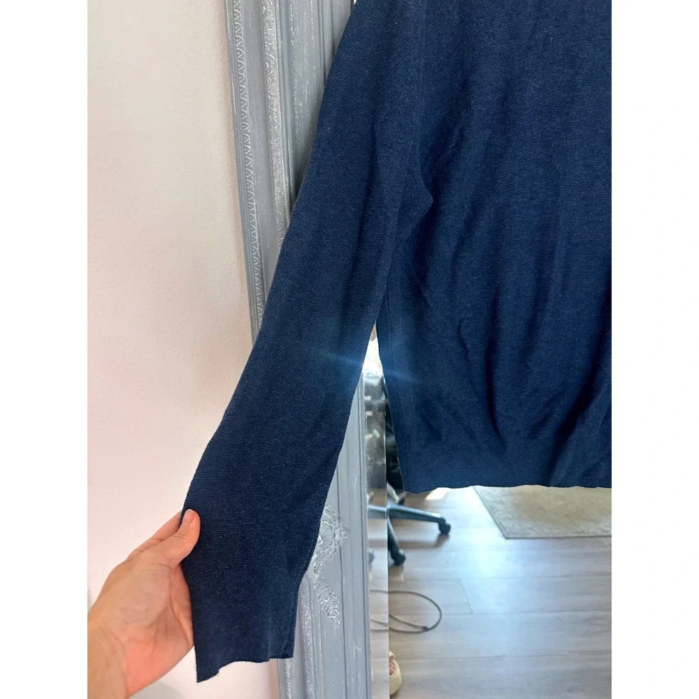 Knit For J. Crew Men's Navy Blue 100% Cotton Crewneck Knit Long Sleeve Sweater M